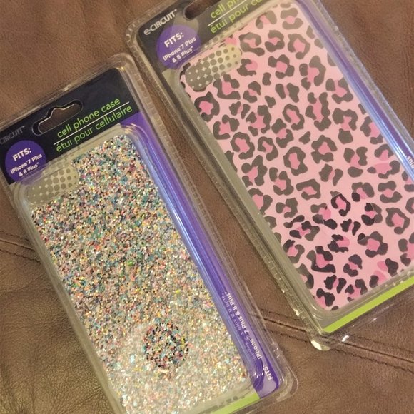 NWT TWO Apple iPhone 7 8 plus case cover PINK animal glitter leopard cheetah LOT - Picture 3 of 15